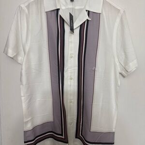 Express White and Gray Casual Button Down Shirt